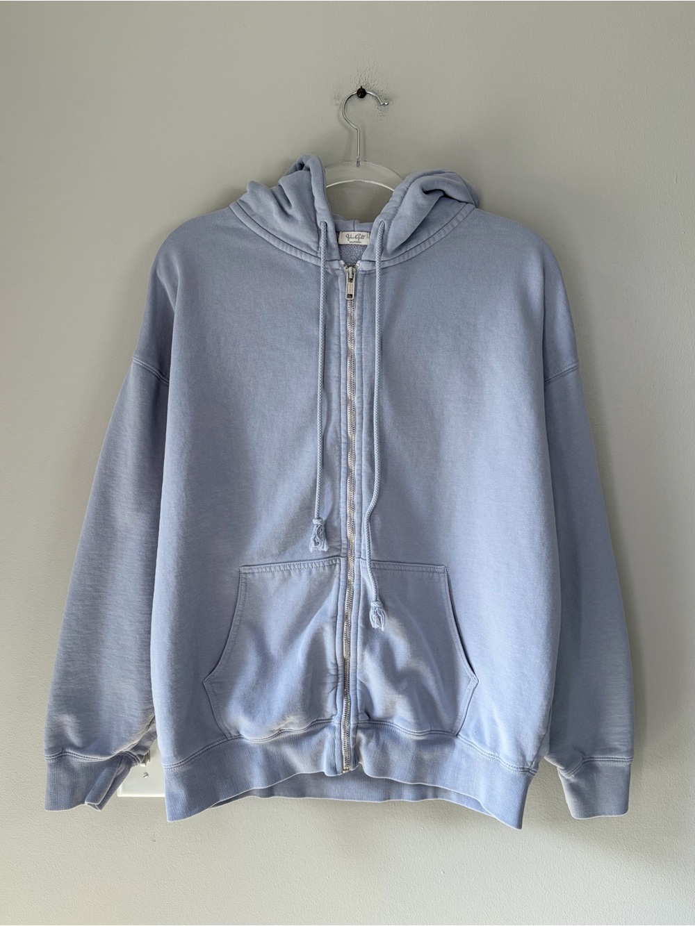 Brandy Melville Light Blue Oversized Zip Up Hoodie